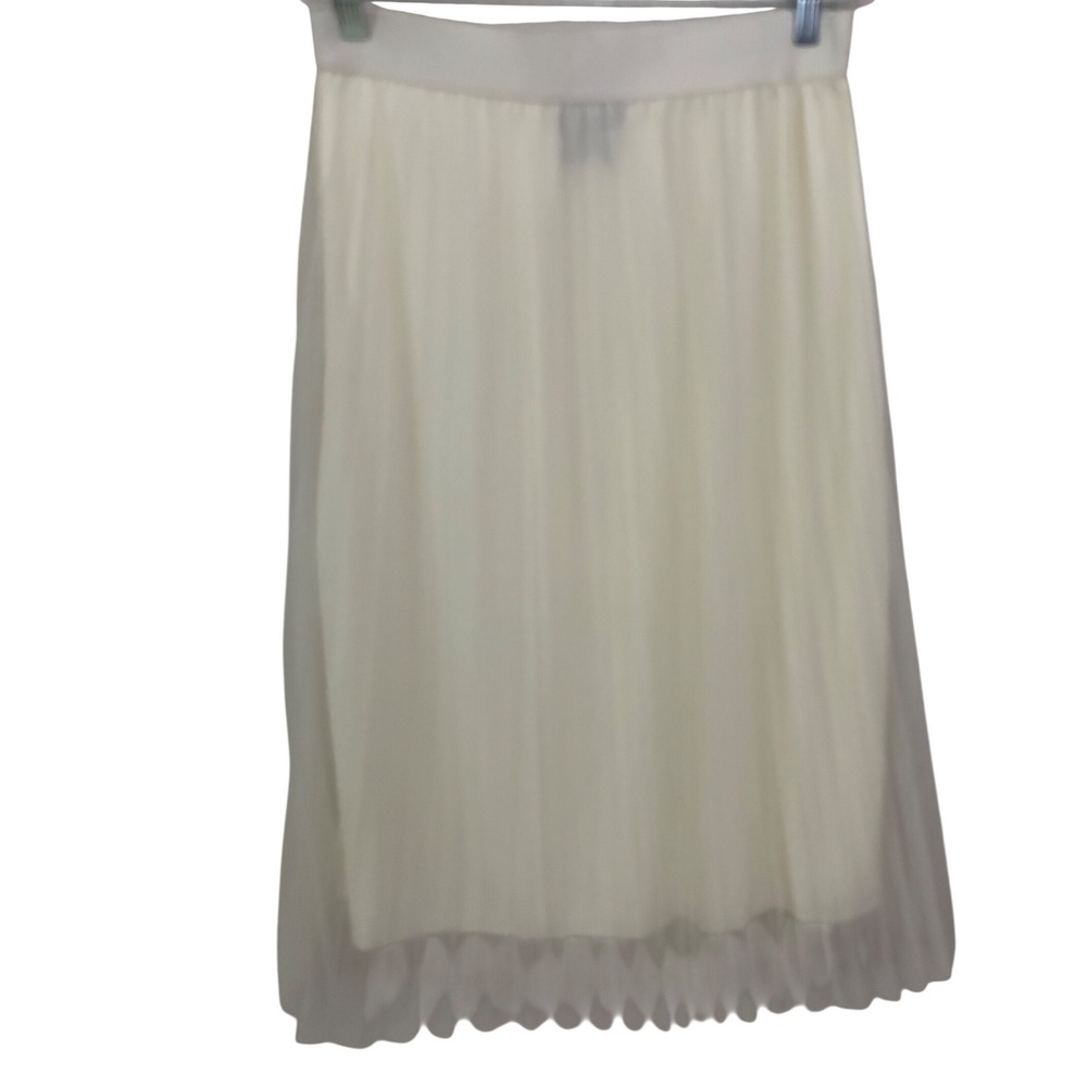Metrowear Pleated Mesh Midi Skirt Womens XL Ivory Sheer Tulle Overlay Balletcore